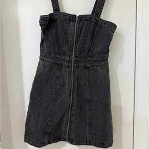Jean zipper dress. 
Faded black wash